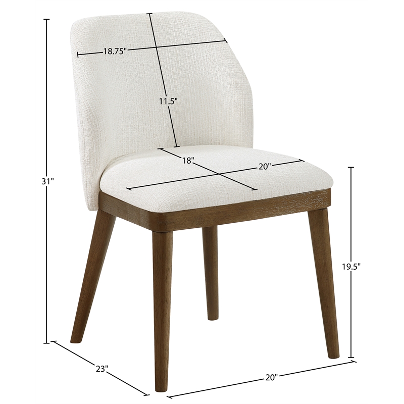 Meridian Furniture Valeo Cream Linen Textured Fabric Dining Chair (Set of 2)