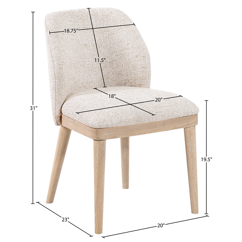 Meridian Furniture Valeo Beige Linen Textured Fabric Dining Chair (Set of 2)