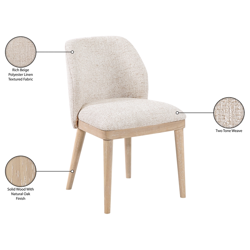 Meridian Furniture Valeo Beige Linen Textured Fabric Dining Chair (Set of 2)