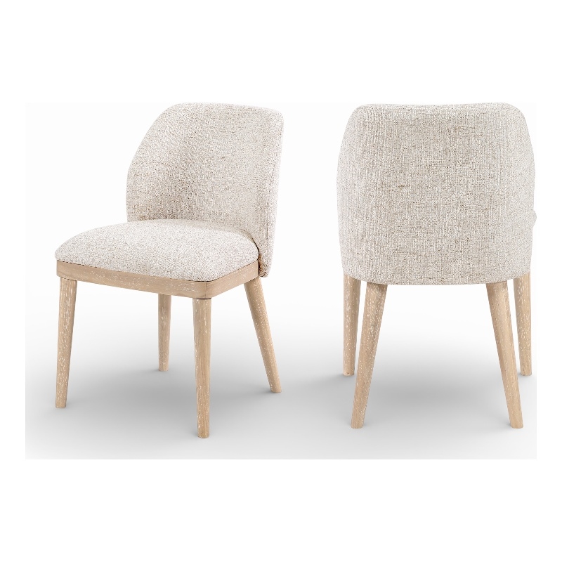 Meridian Furniture Valeo Beige Linen Textured Fabric Dining Chair (Set of 2)