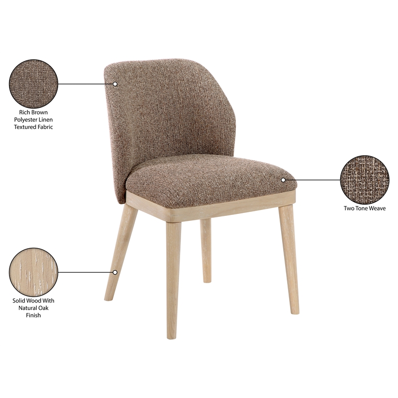 Meridian Furniture Valeo Brown Linen Textured Fabric Dining Chair (Set of 2)