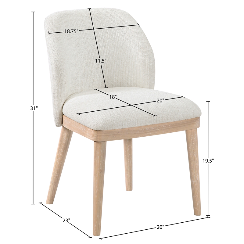 Meridian Furniture Valeo Cream Linen Textured Fabric Dining Chair (Set of 2)