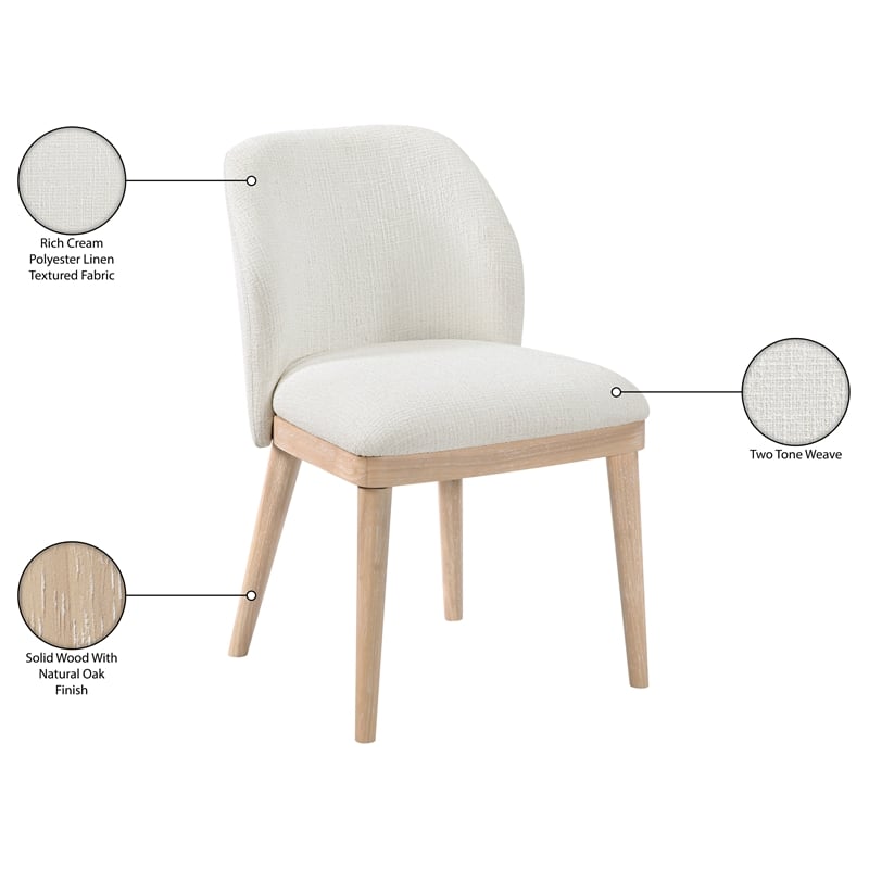 Meridian Furniture Valeo Cream Linen Textured Fabric Dining Chair (Set of 2)