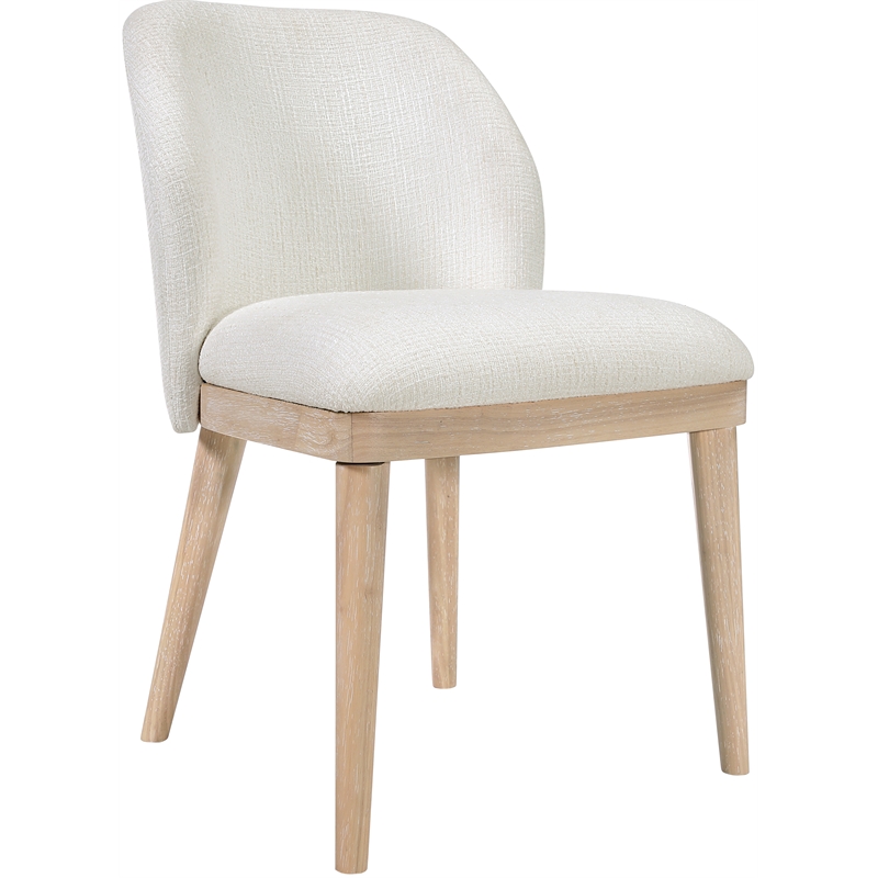 Meridian Furniture Valeo Cream Linen Textured Fabric Dining Chair (Set of 2)
