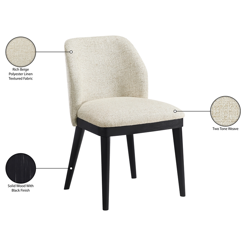 Meridian Furniture Valeo Beige Linen Textured Fabric Dining Chair (Set of 2)
