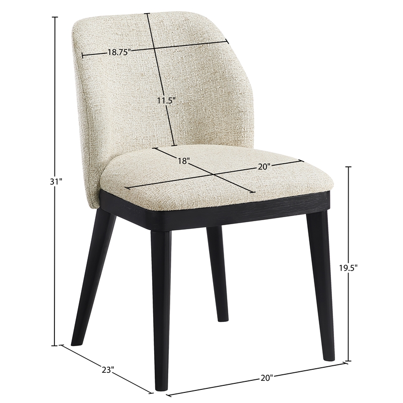Meridian Furniture Valeo Beige Linen Textured Fabric Dining Chair (Set of 2)