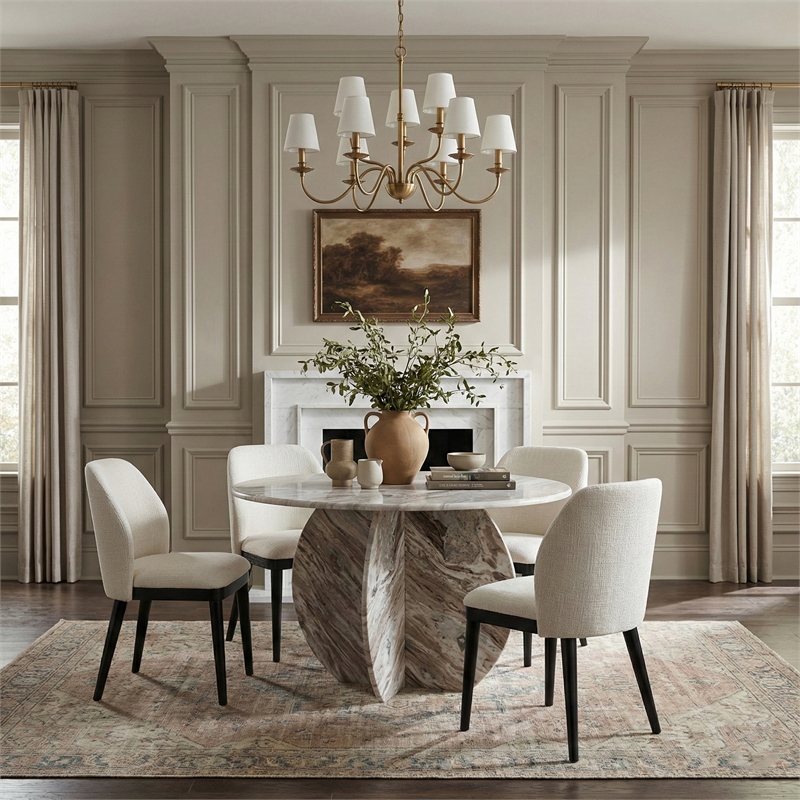 Meridian Furniture Valeo Cream Linen Textured Fabric Dining Chair (Set of 2)