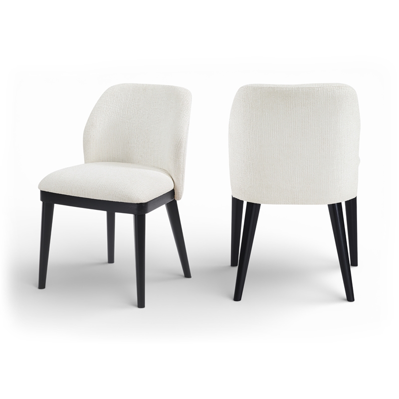 Meridian Furniture Valeo Cream Linen Textured Fabric Dining Chair (Set of 2)