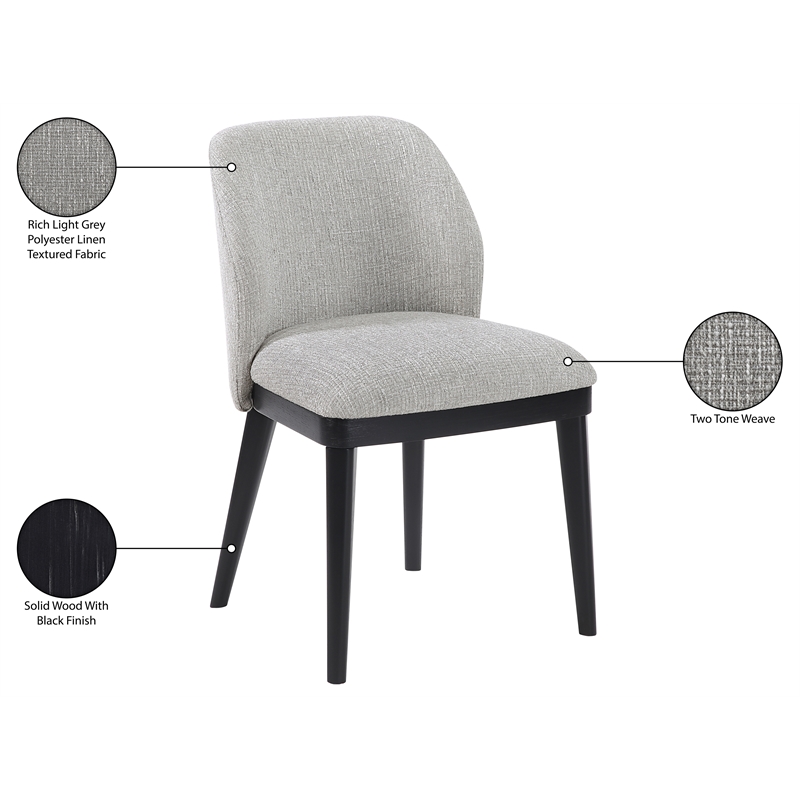 Meridian Furniture Valeo Grey Linen Textured Fabric Dining Chair (Set of 2)