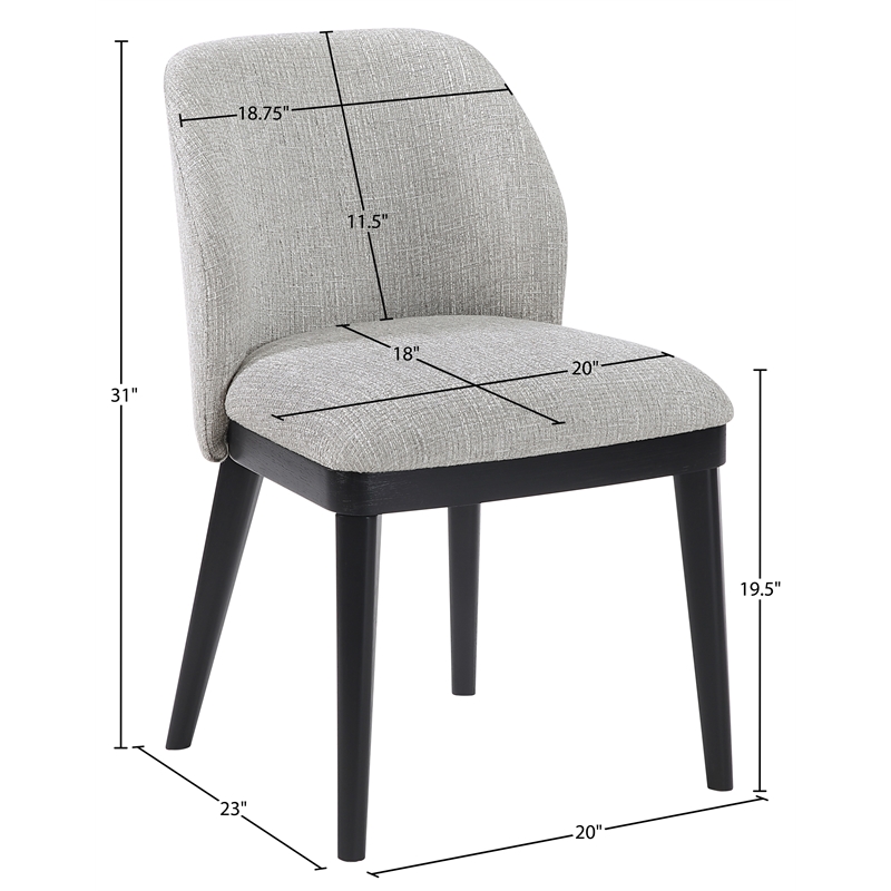 Meridian Furniture Valeo Grey Linen Textured Fabric Dining Chair (Set of 2)