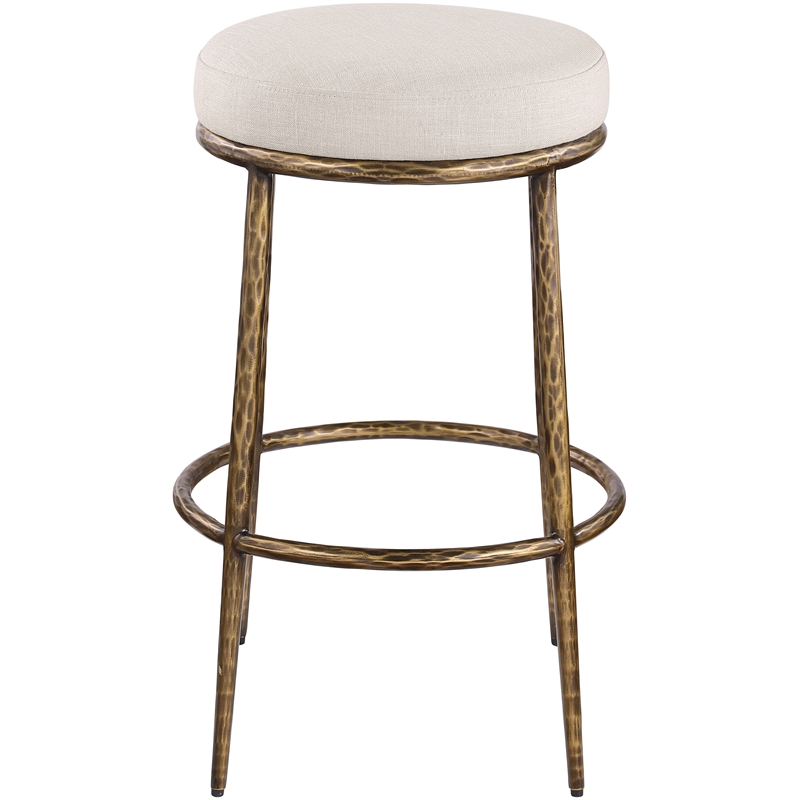 Meridian Furniture Ferro Beige Performance Fabric Upholstered Bar Stool