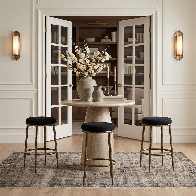 Meridian Furniture Ferro Black Performance Fabric Upholstered Bar Stool