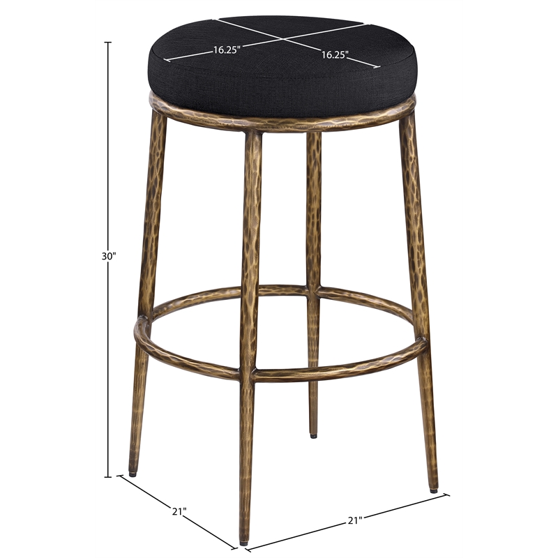 Meridian Furniture Ferro Black Performance Fabric Upholstered Bar Stool
