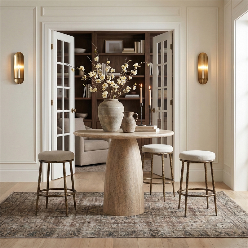 Meridian Furniture Ferro Cream Performance Fabric Upholstered Bar Stool