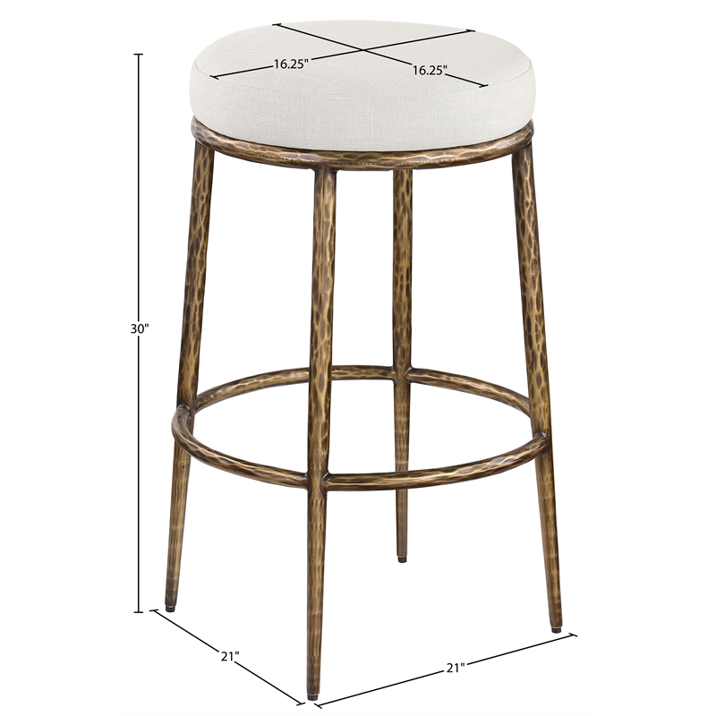 Meridian Furniture Ferro Cream Performance Fabric Upholstered Bar Stool
