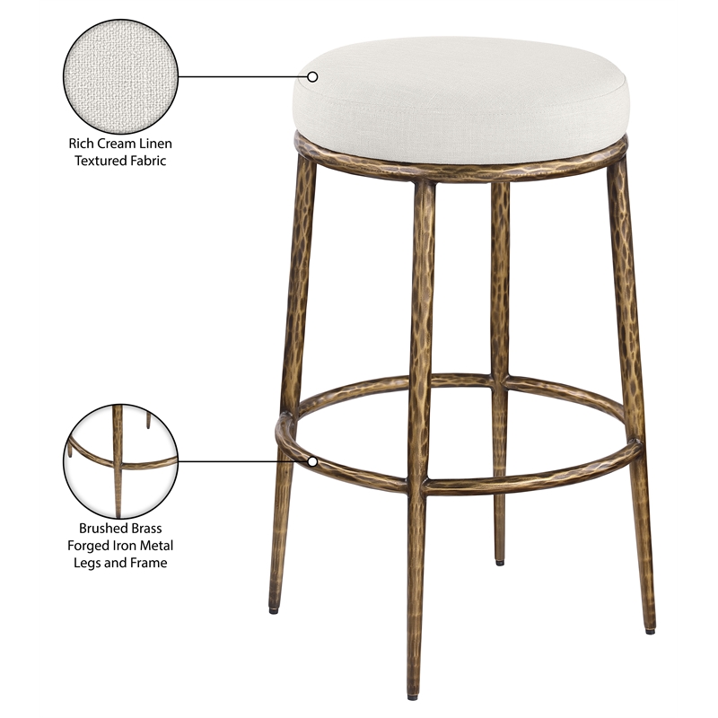Meridian Furniture Ferro Cream Performance Fabric Upholstered Bar Stool