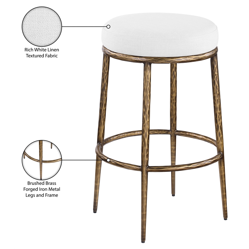 Meridian Furniture Ferro White Performance Fabric Upholstered Bar Stool