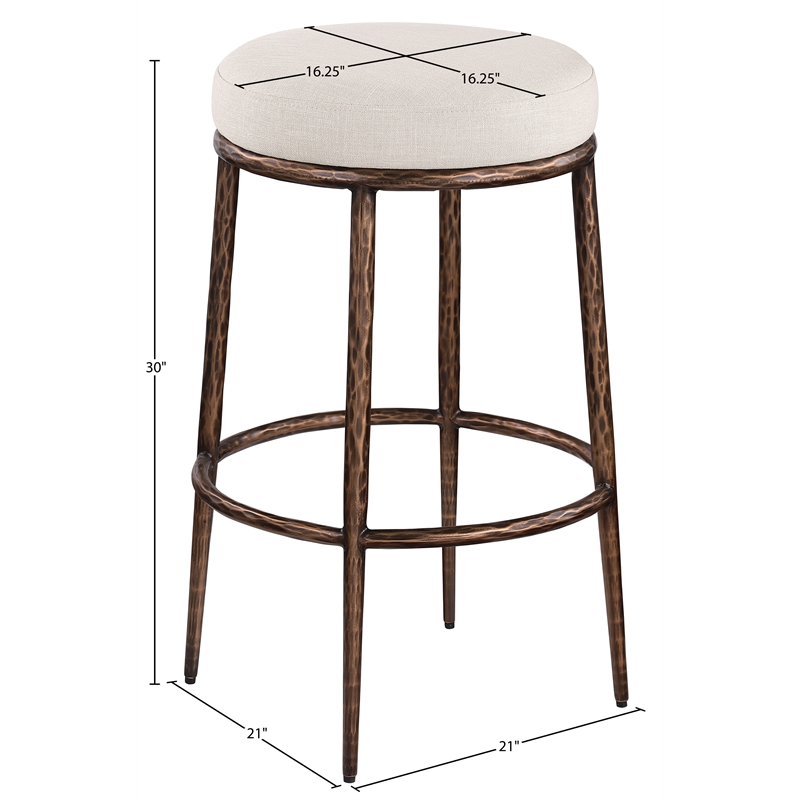 Meridian Furniture Ferro Beige Performance Fabric Upholstered Bar Stool