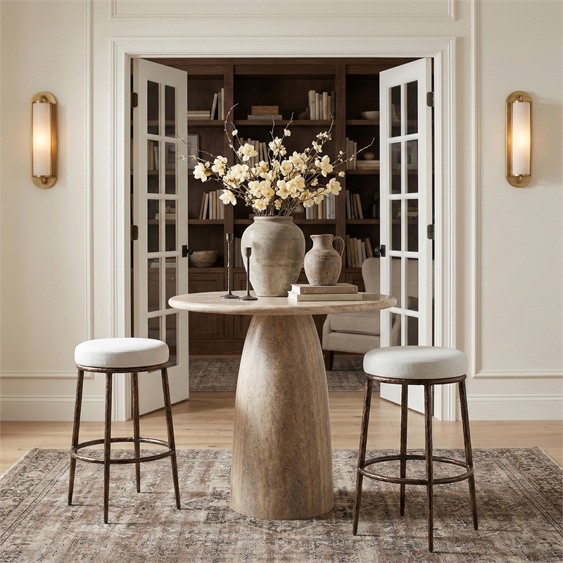 Meridian Furniture Ferro White Performance Fabric Upholstered Bar Stool