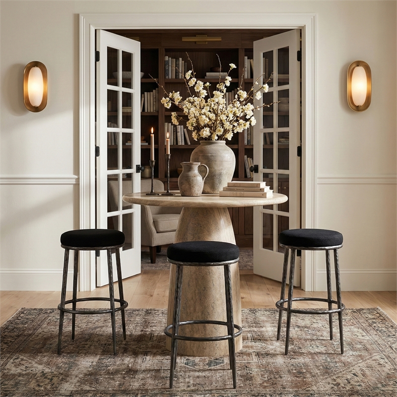 Meridian Furniture Ferro Black Performance Fabric Upholstered Bar Stool