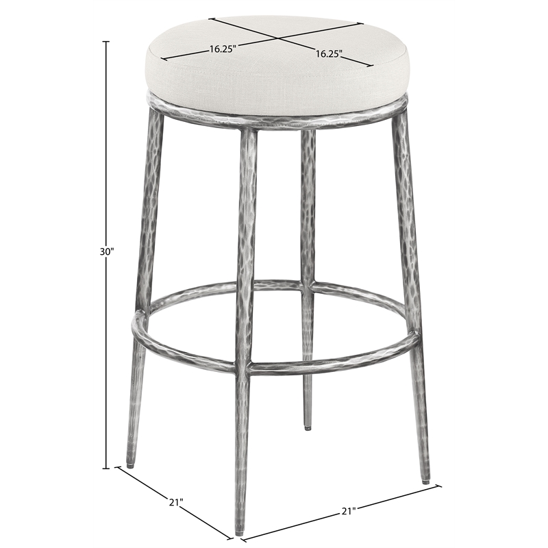 Meridian Furniture Ferro Cream Performance Fabric Upholstered Bar Stool