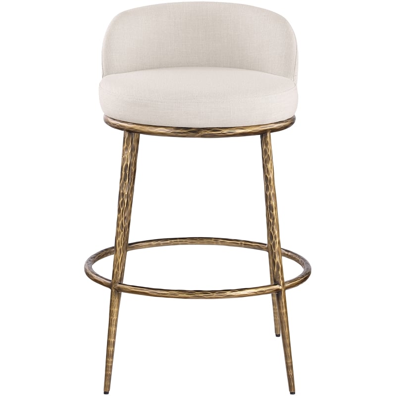 Meridian Furniture Ferro Beige Performance Fabric Upholstered Bar Stool