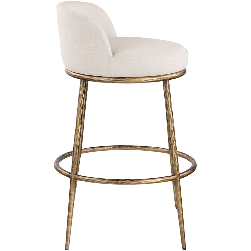 Meridian Furniture Ferro Beige Performance Fabric Upholstered Bar Stool