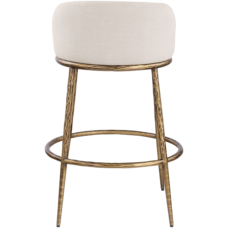 Meridian Furniture Ferro Beige Performance Fabric Upholstered Bar Stool