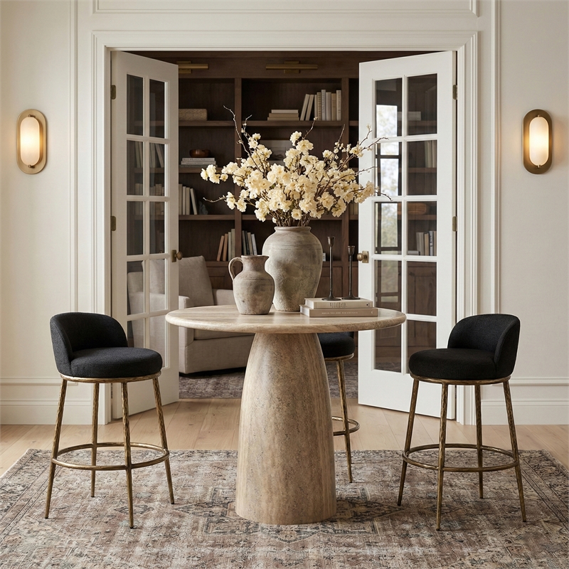 Meridian Furniture Ferro Black Performance Fabric Upholstered Bar Stool