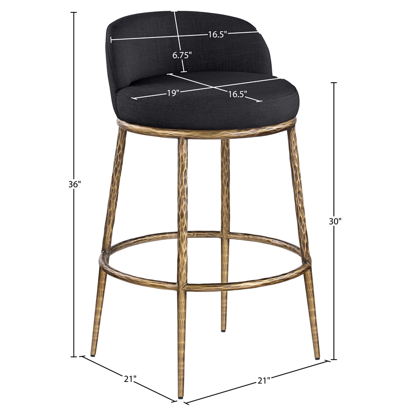 Meridian Furniture Ferro Black Performance Fabric Upholstered Bar Stool