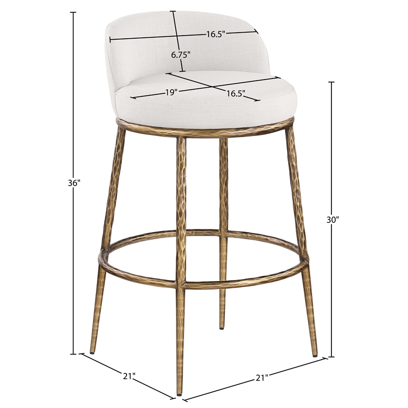 Meridian Furniture Ferro Cream Performance Fabric Upholstered Bar Stool
