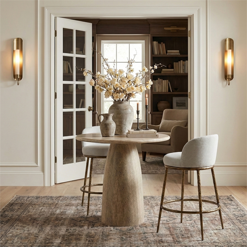 Meridian Furniture Ferro White Performance Fabric Upholstered Bar Stool