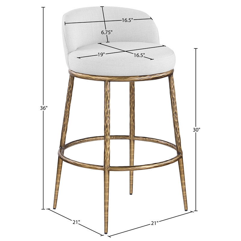 Meridian Furniture Ferro White Performance Fabric Upholstered Bar Stool