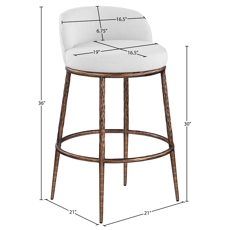 Meridian Furniture Ferro White Performance Fabric Upholstered Bar Stool