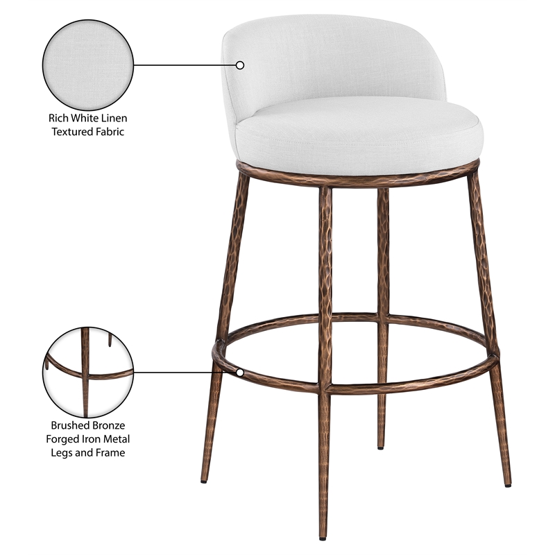 Meridian Furniture Ferro White Performance Fabric Upholstered Bar Stool