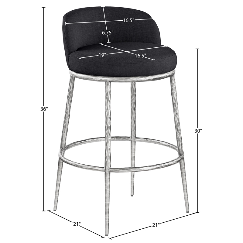 Meridian Furniture Ferro Black Performance Fabric Upholstered Bar Stool
