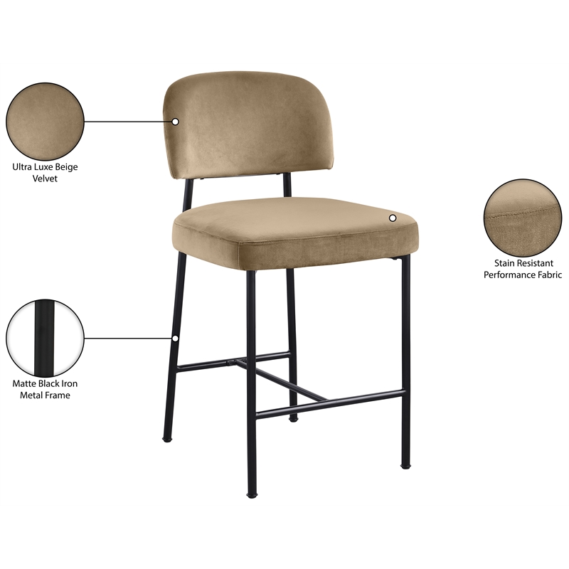 Meridian Furniture Zarelle Beige Performance Fabric Counter Stool (Set of 2)