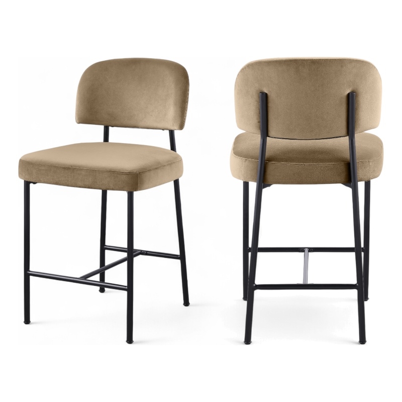 Meridian Furniture Zarelle Beige Performance Fabric Counter Stool (Set of 2)