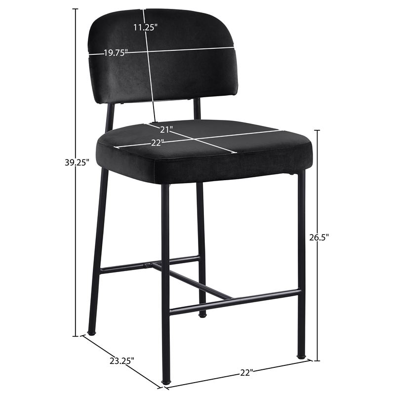 Meridian Furniture Zarelle Black Performance Fabric Counter Stool (Set of 2)