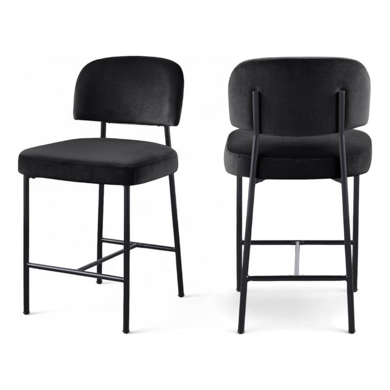Meridian Furniture Zarelle Black Performance Fabric Counter Stool (Set of 2)
