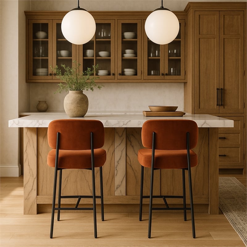 Meridian Furniture Zarelle Cognac Performance Fabric Counter Stool (Set of 2)