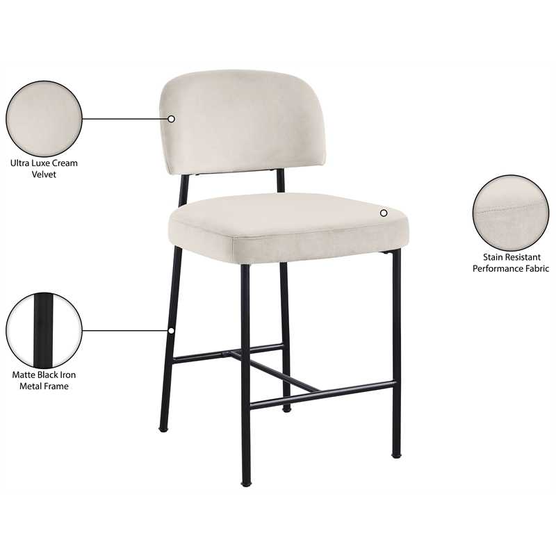 Meridian Furniture Zarelle Cream Performance Fabric Counter Stool (Set of 2)