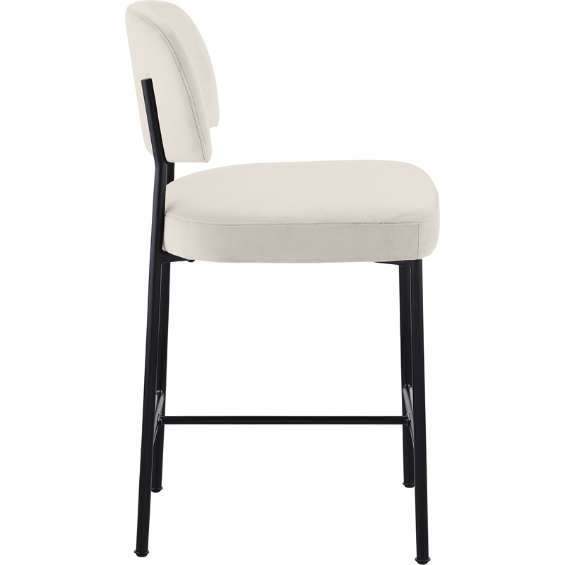 Meridian Furniture Zarelle Cream Performance Fabric Counter Stool (Set of 2)