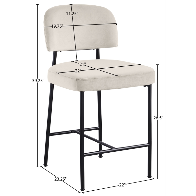Meridian Furniture Zarelle Cream Performance Fabric Counter Stool (Set of 2)