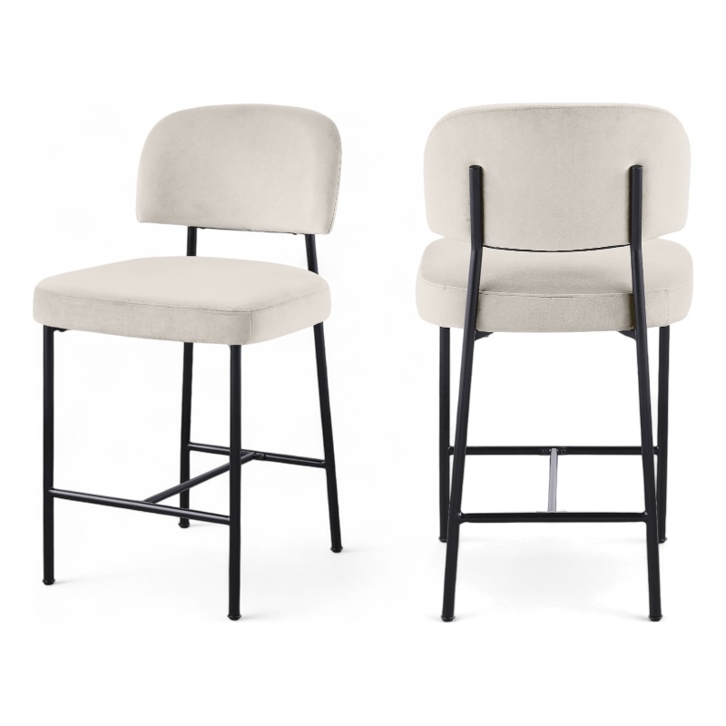 Meridian Furniture Zarelle Cream Performance Fabric Counter Stool (Set of 2)