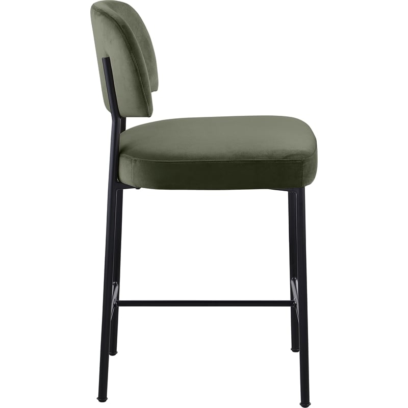 Meridian Furniture Zarelle Green Performance Fabric Counter Stool (Set of 2)