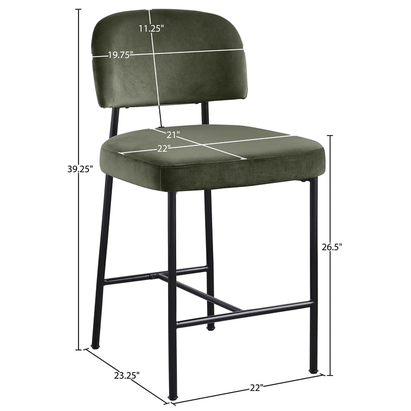 Meridian Furniture Zarelle Green Performance Fabric Counter Stool (Set of 2)