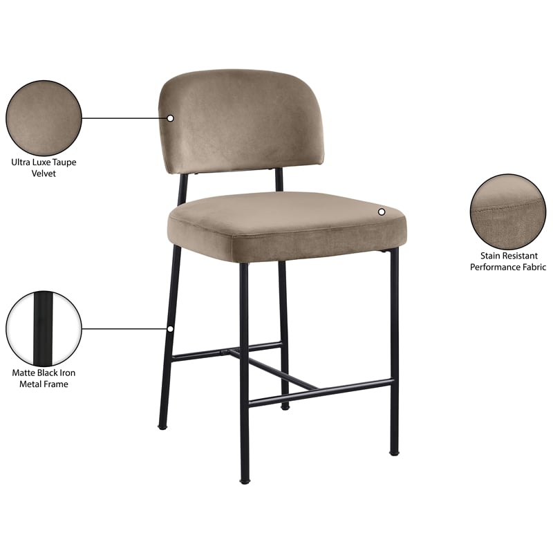 Meridian Furniture Zarelle Taupe Performance Fabric Counter Stool (Set of 2)