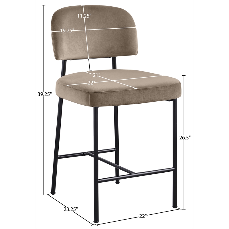 Meridian Furniture Zarelle Taupe Performance Fabric Counter Stool (Set of 2)