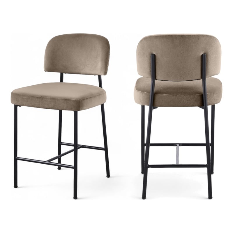 Meridian Furniture Zarelle Taupe Performance Fabric Counter Stool (Set of 2)